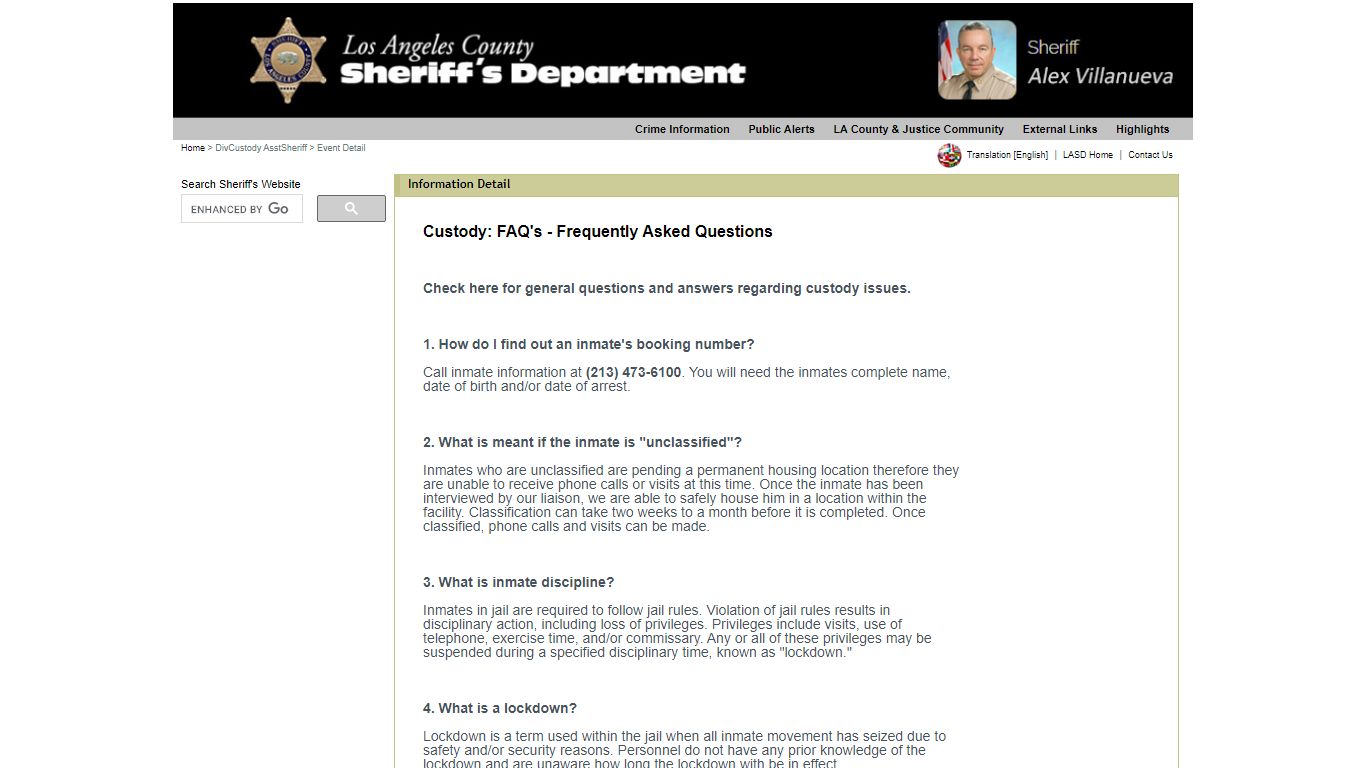 LASD.org - Information Detail - Los Angeles County Sheriff ...